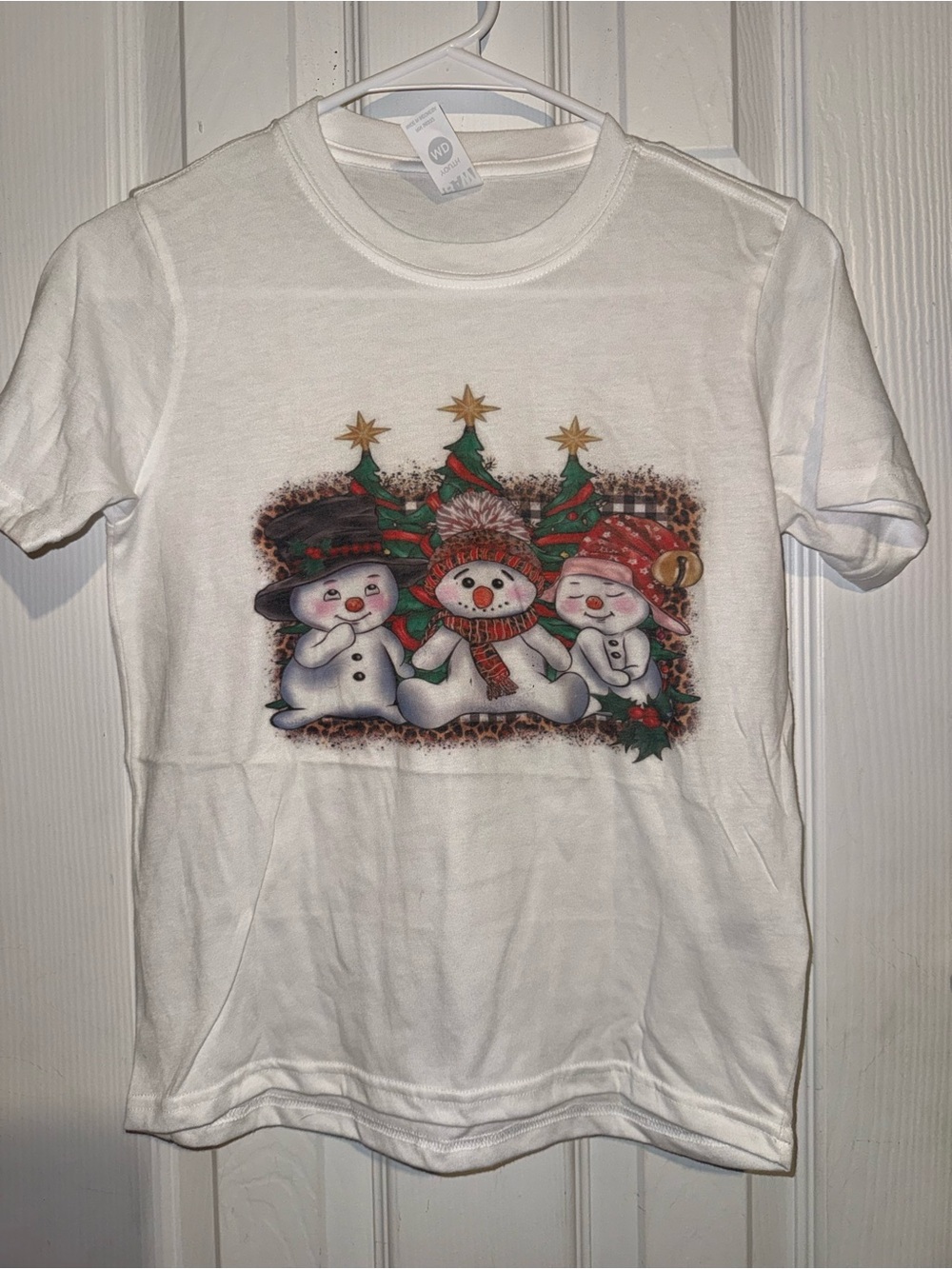 White Kids Snowman Trio Graphic Tee - Holiday Shirt